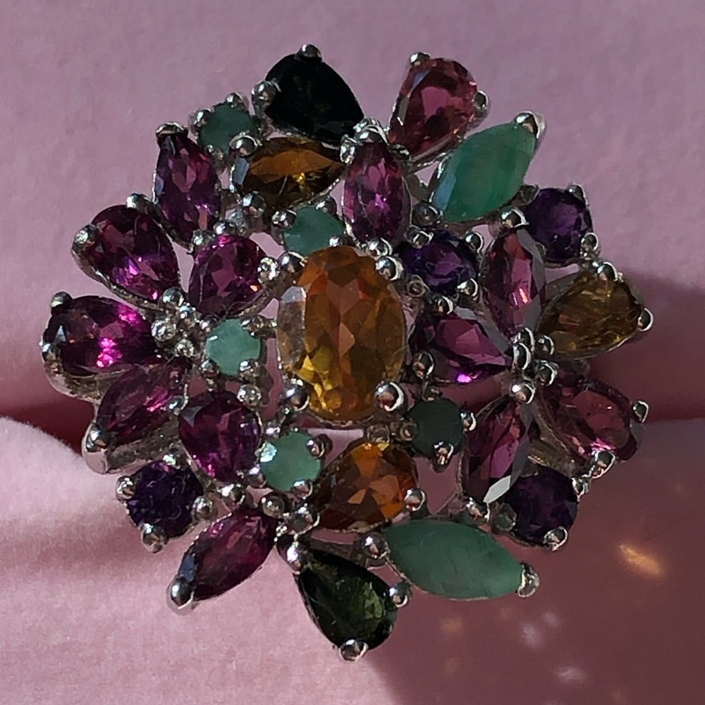 NWOT Sterling Silver Natural Multi Gemstone Ring